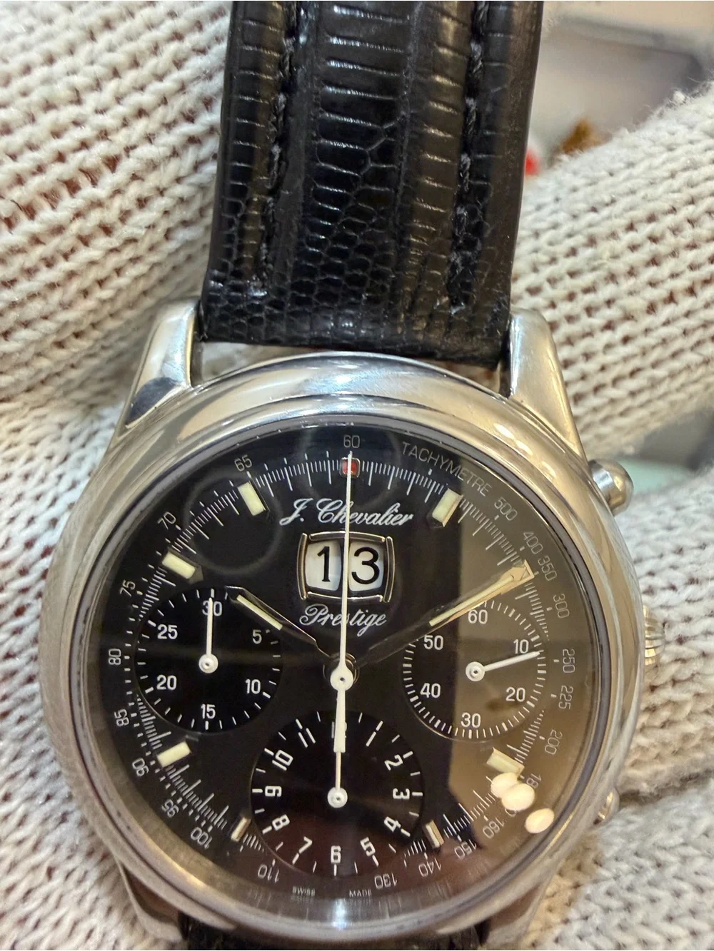 J. Chevalier Prestige Automatic Chronograph 49 Jewels Big Date Watch Ref 3278